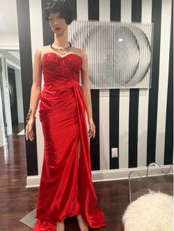 Brand new strapless red dress with split