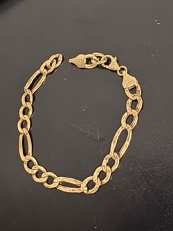 14k figaro italy gold bracelet 4 grams