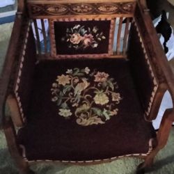 1880 Throne Chair W/Foot Stool 
