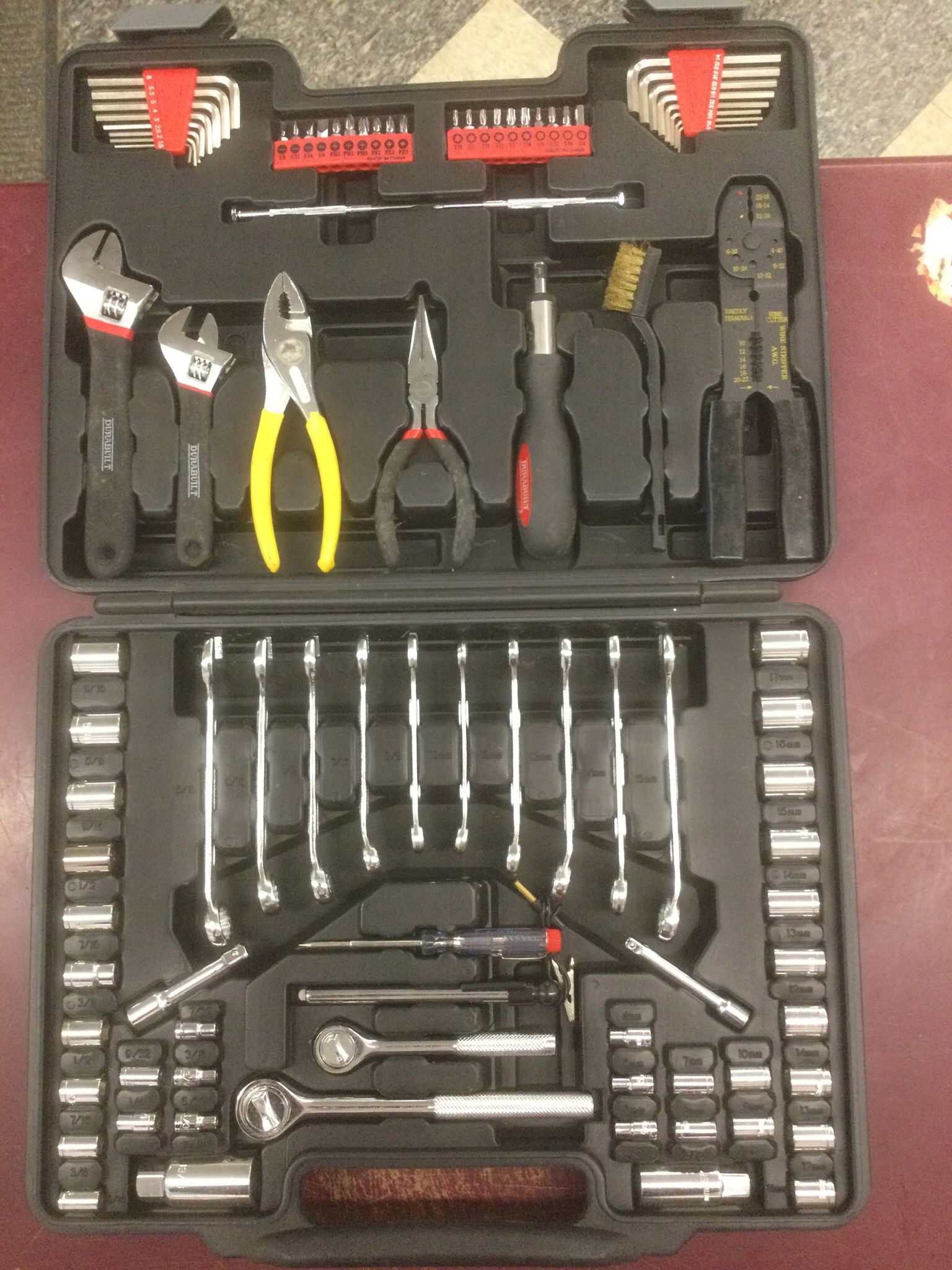 MECHANICS TOOL SOCKET WRENCH SET METRIC / MM AND STANDARD / SAE : Sockets Wrenches Pliers 1/4” 3/8” Drive