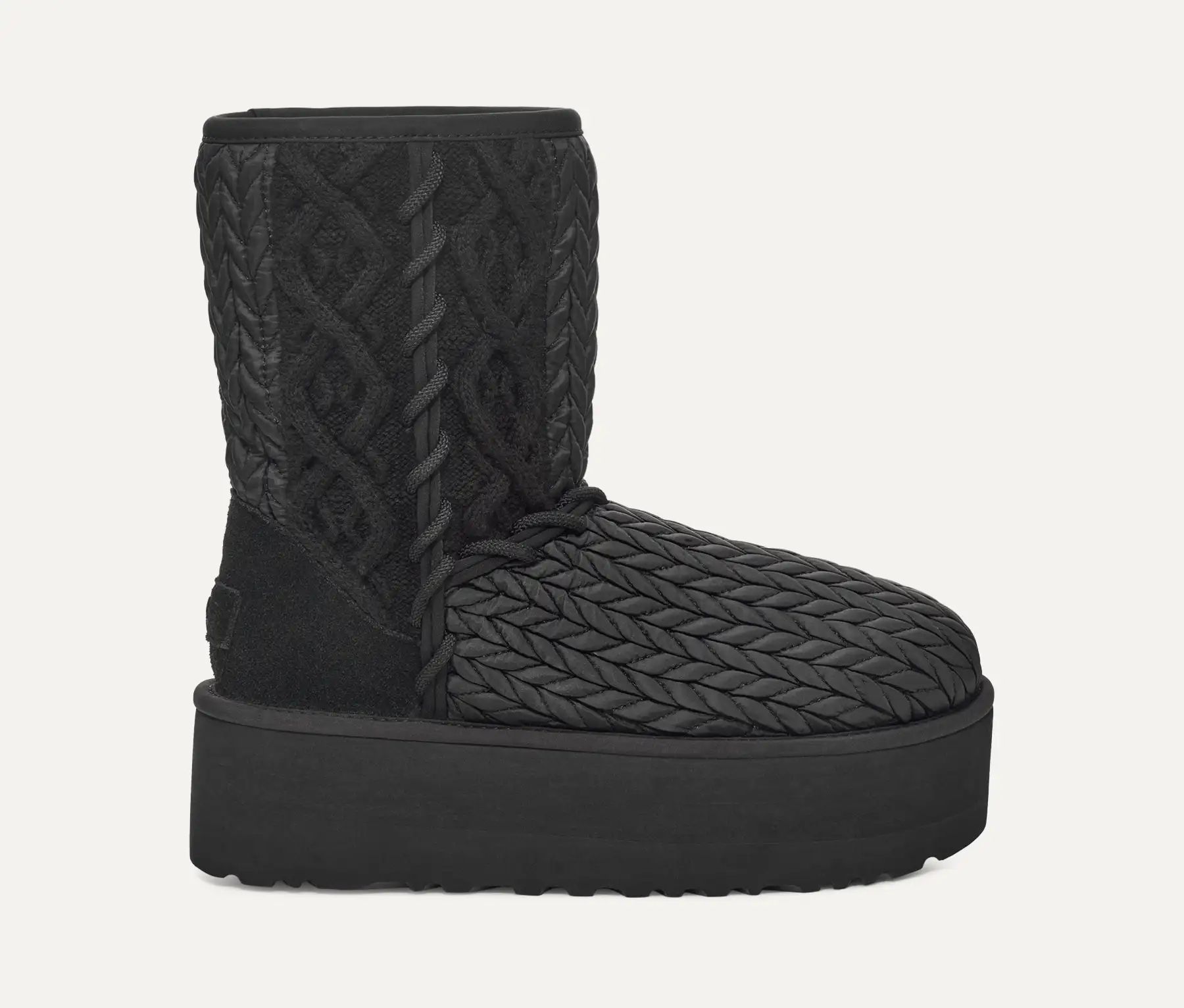 UGG CLASSIC SHORT VILLA KNIT BLACK WOOL ANKLE COZY WOMEN'S BOOTS Size 9