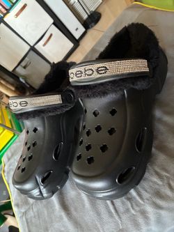 Crocs Classic Lined Clogs Black with Rhinestone Strap