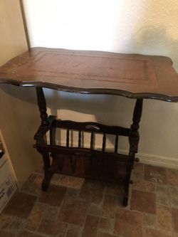 Vintage Table With Magazine Holder