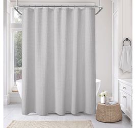 Light Grey Waffle Weave Shower Curtain