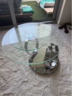 Modern Two-Tier Glass Coffee Table – Chrome Base