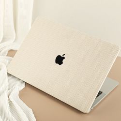 Cream Woven Vegan Leather MacBook Case (Pro 14)