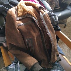 Real leather jacket fur on inside