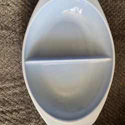 Vintage Pyrex Delphite Blue Divided Casserole Dish