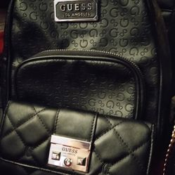 Like New GUESS Brand Small Black Backpack Purse And Matching GUESS wallet Included! Authentic! 