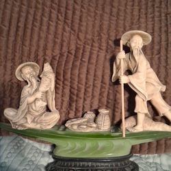 Vintage Carved Jade Fisherman