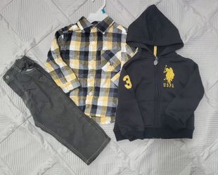 U.S. Polo Assn Toddler Boy 3-piece Set with Shirt, Zip-up Hoodie, Jeans Size 24 Months New with Tags