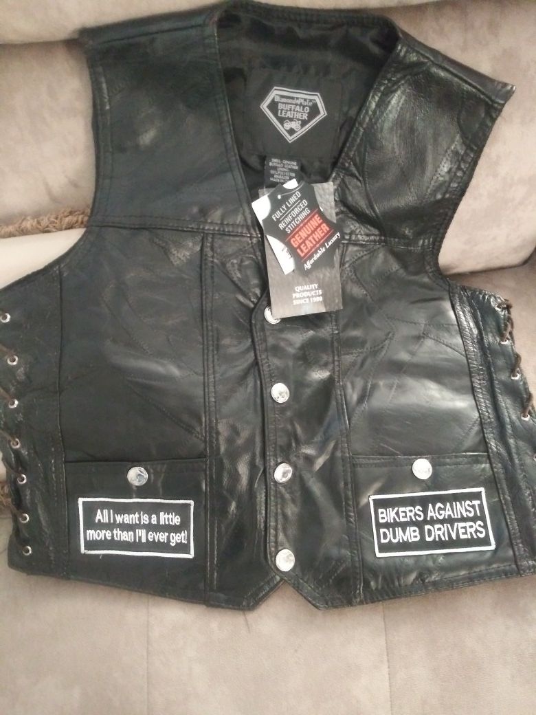 Genuine Leather bikers vest large