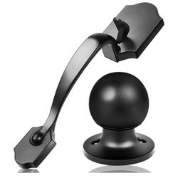 Elemake Black Front Door Handles - Exterior & Interior Set with Reversible Lever