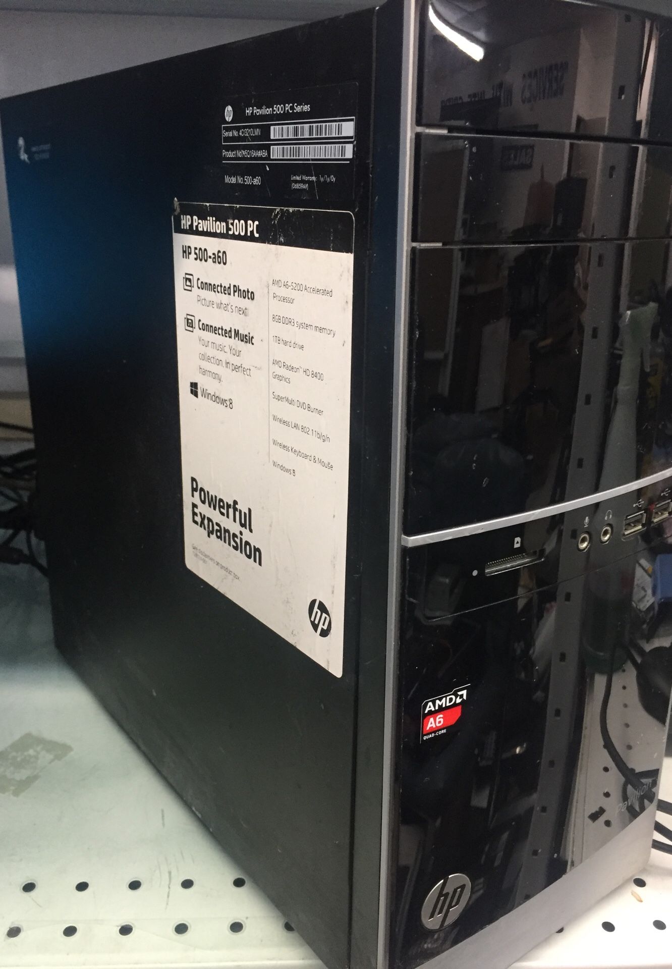 Hp pavilion 500pc AMD A6 5200 8gb ram, 1TB hdd, WiFi win 10