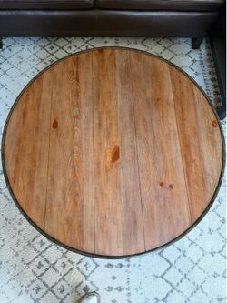 Round Wood Coffee Table with shelf