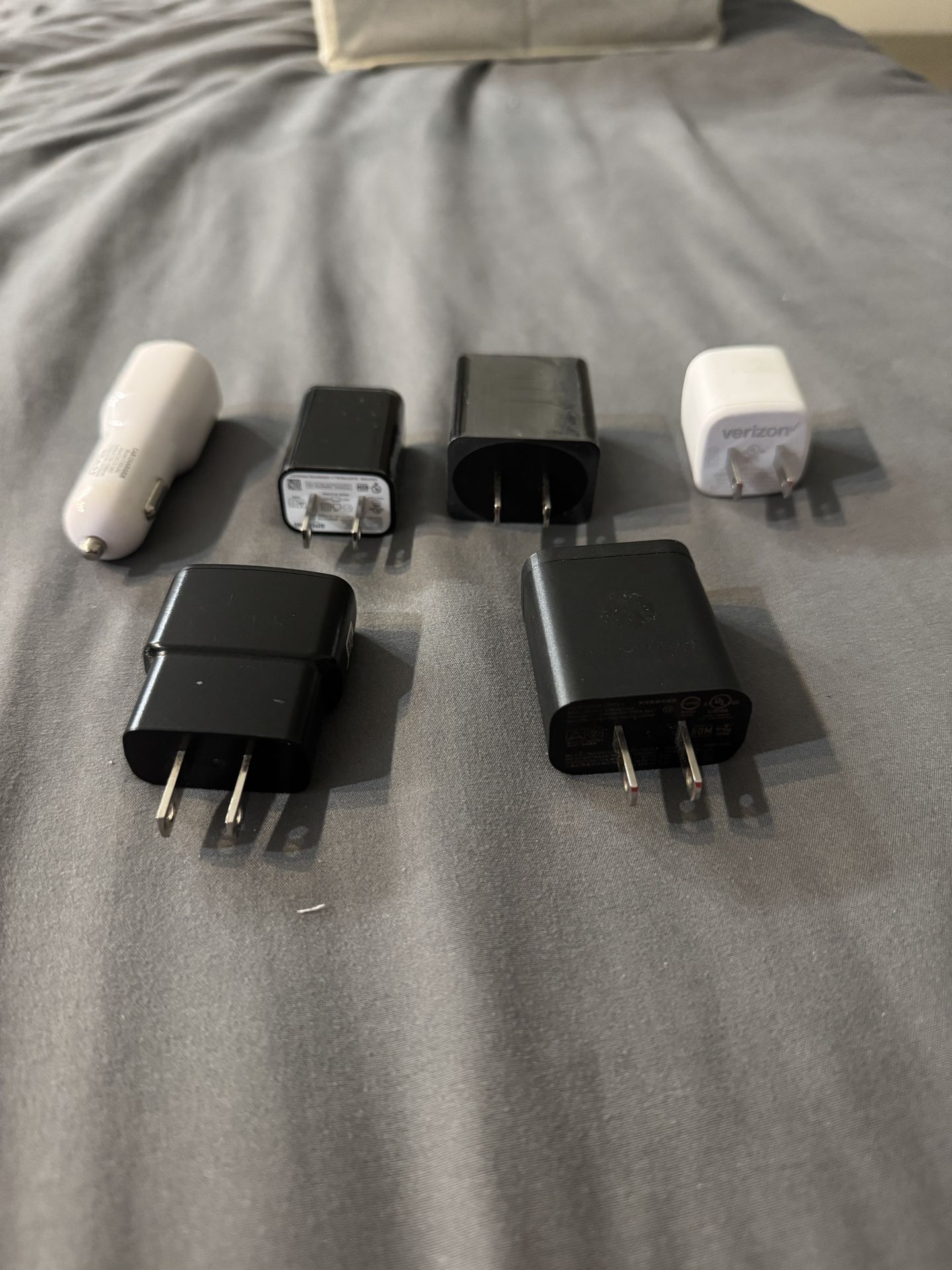 Lot of 6 Mixed USB Wall & Car Chargers – Assorted Brands & Types