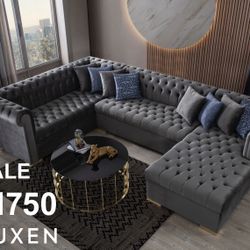 Sectional Grey Velvet 