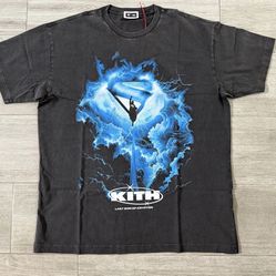 Men's KITH Superman 2025 Movie Lightning khm033851-001 Vintage Tee Black Size Large New with Tags