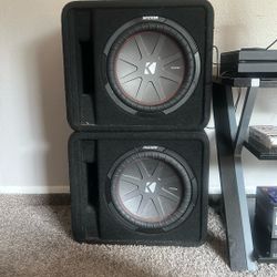 Two 12 Inch Kicker Subs With New Amp