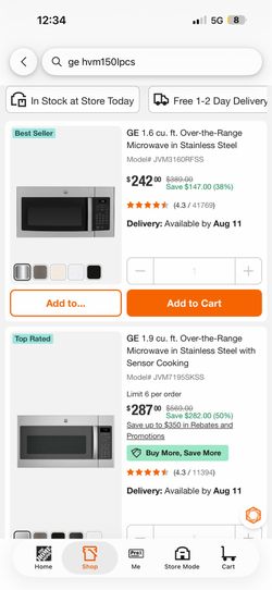 GE over the range microwave