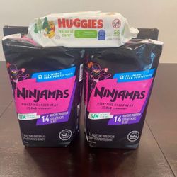 Ninjamas Girls S/M With Wipes $15 Firm 