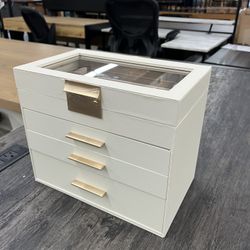 SONGMICS Jewelry Box Organizer 4-Layer Storage w/ 3 Drawers - Cloud White