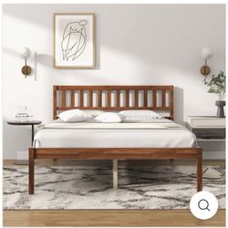 Queen Size Wood Bed Frame + Wood Slats 