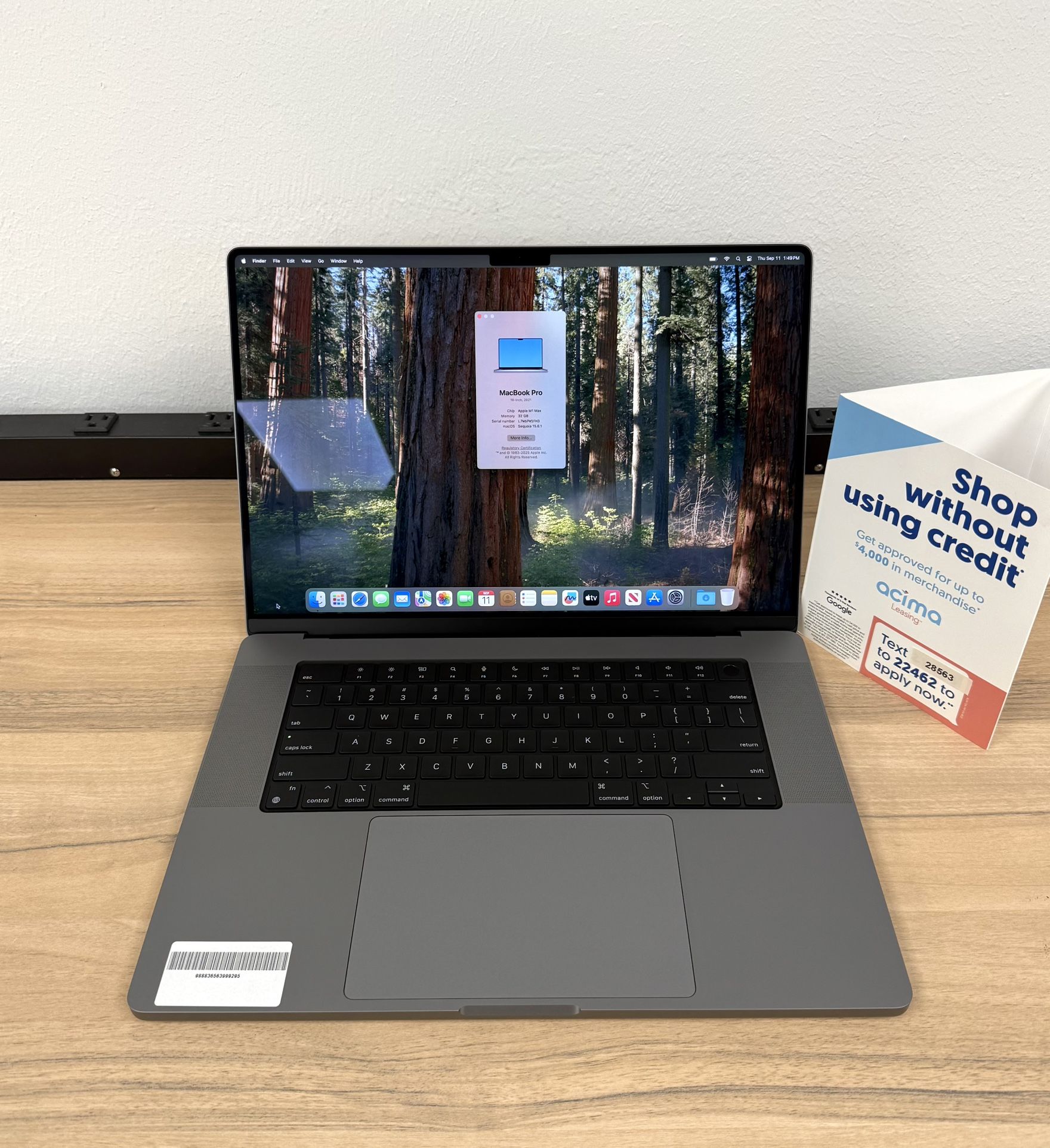 16" MacBook Pro M1 Max 10 Core*32GB RAM*1TB SSD