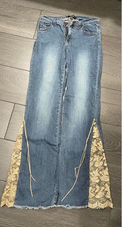 Flare Jeans with Lace Panel Detail