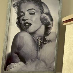 Marilyn Monroe, Black And White Print With Metal Frame