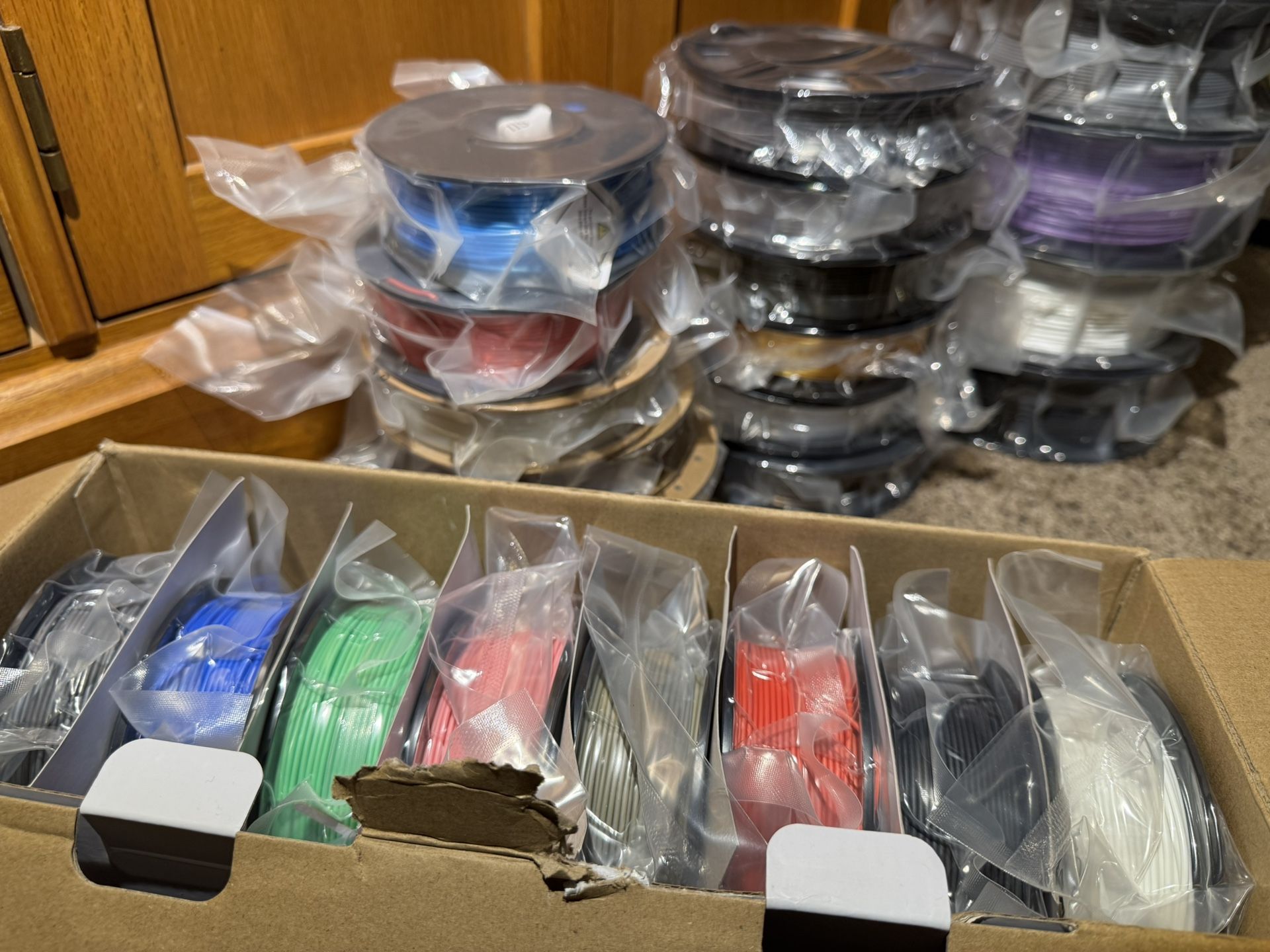 Huge 3D Printer Filament Lot (~20kg) - PLA, Silk, Rainbow, AnkerMake. Mostly Sealed.