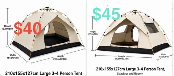 Large 3-4 Person Camping Tent