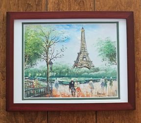 Eiffel Tower in Paris Framed & Matted Watercolor Print by Caroline Burnett