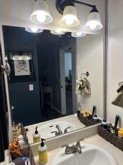 Square Bathroom Mirror And Track