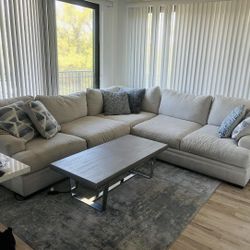 Modern Cindy Crawford Sectional Couch + Coffee Table + Rug – Barely Used
