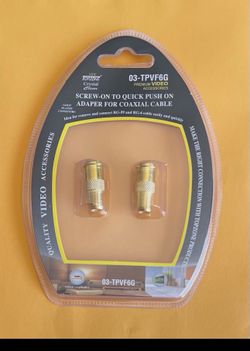 GOLD PLATED Push-on Coax Connector Adapter RG59 / RG6U Coaxial TV Cable 2-Pack