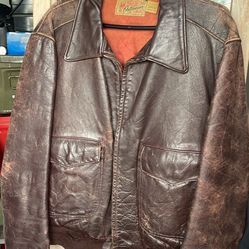 Vintage Men's Hercules by Sears motorcycle Bomber leather jacket size 46 cowhide as is. 