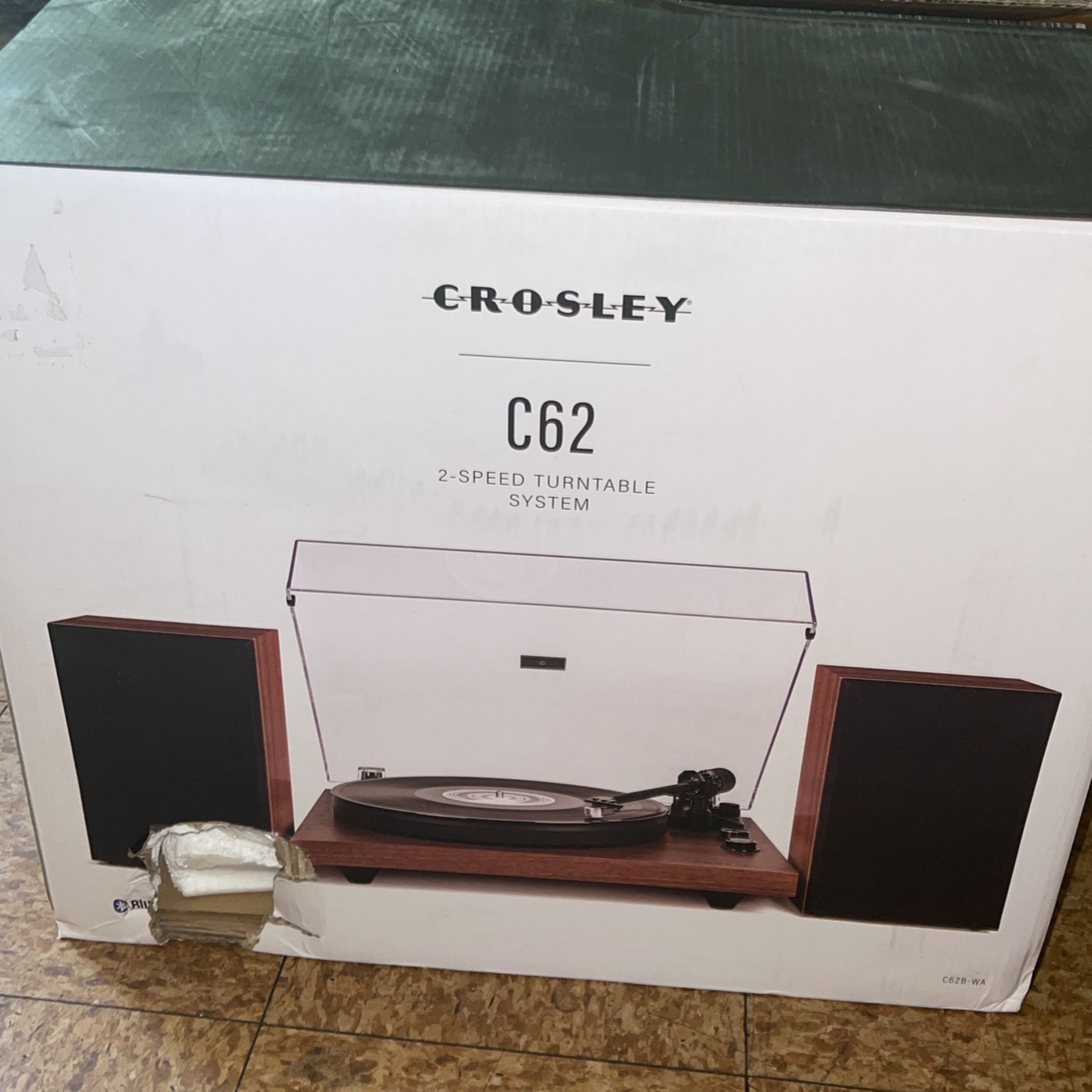 Crosley C62C Turntable HiFi System Record Player with Speakers, Adjustable Tonearm, Moving Magnet Cartridge, Bluetooth Receiver, 40W Per Channel, and 