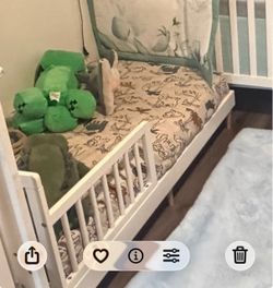 White Toddler Floor Bed with Rails