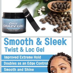 Crazy Loc, Super Extra Extreme Hold for Braid, Loc, Twist Hair, Perfect Styling Edge (500ml, Black Castor Oil)