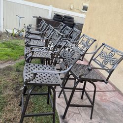 set of 10 heavy cast iron outdoor patio bar stool swivel sturdy 