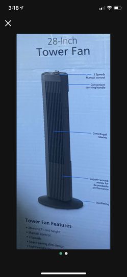 28” Oscillating Tower Fan 