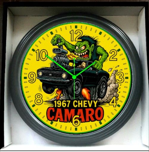 1967 Chevy Chevrolet Camaro Glow In The Dark Wall Clock New!
