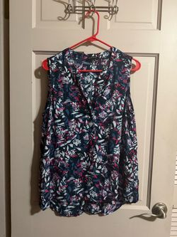 Women’s Sleeveless Zac & Rachel Floral Blouse Top Size Large