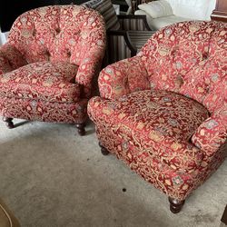 Pair Accent  Armchairs And Ottoman 