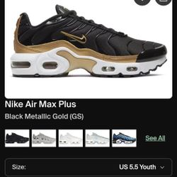 Nike Air Max Plus
Black Metallic Gold (GS)