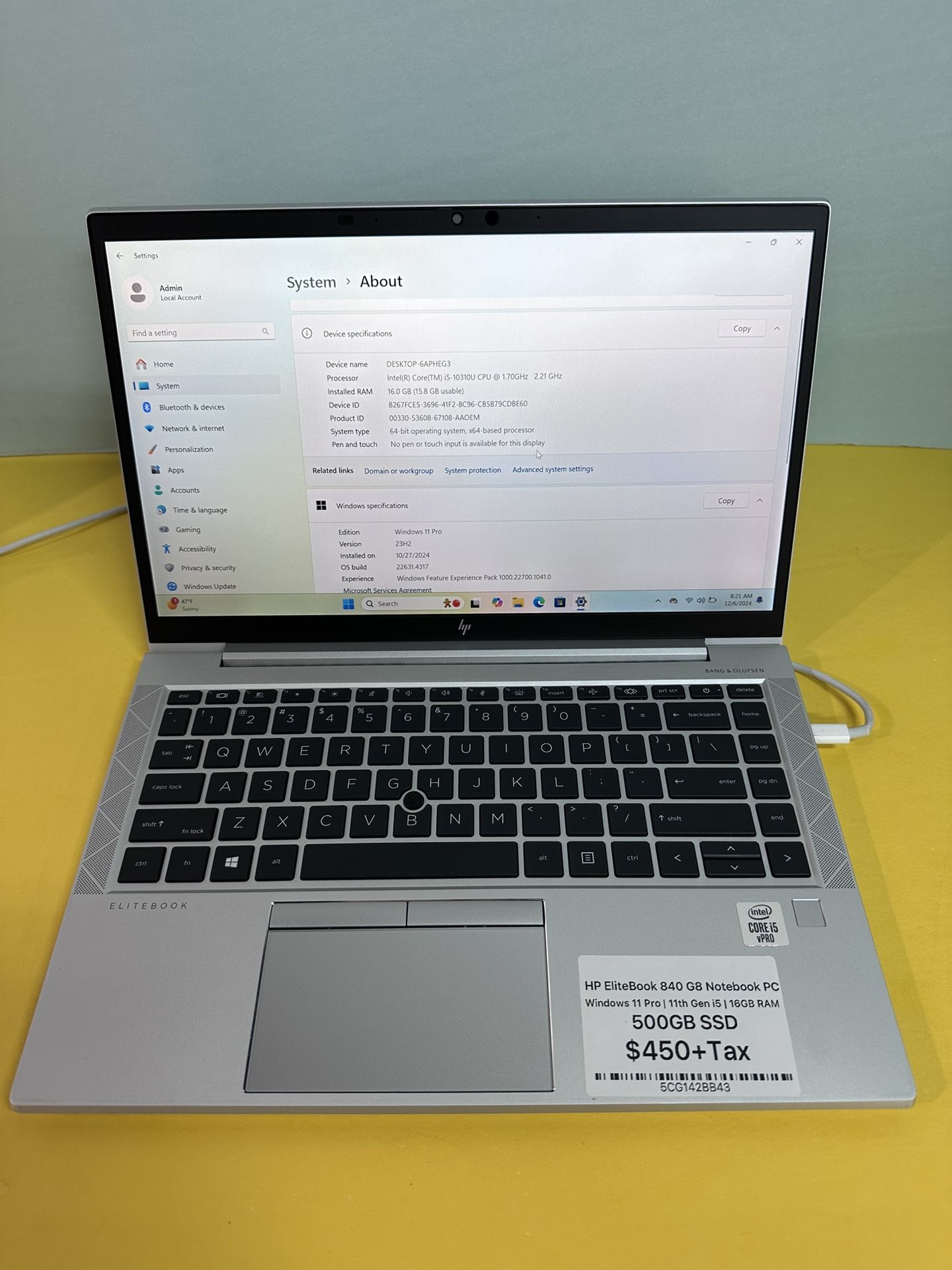 HP Elite book 840 G8 NOTEBOOK PC