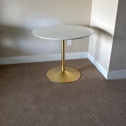 White Table With Gold Base