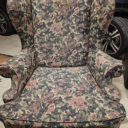 Floral Vintage Wingback chair and Ottoman set.  