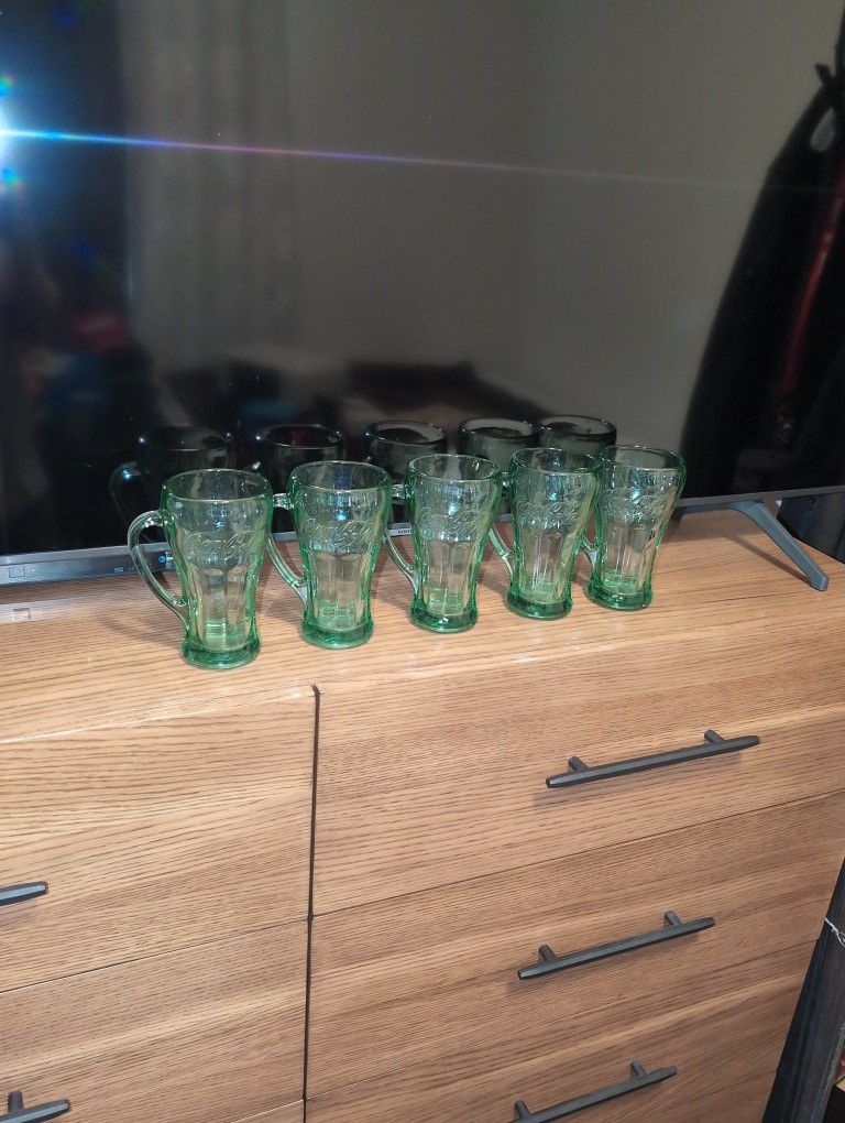 5 Coke Glasses with Handles